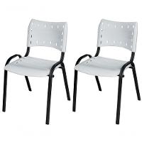 Cadeira Iso Base Preto Escola, Escritório Branco - Kit 2 Un - 1