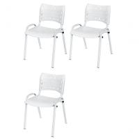 Cadeira Iso Base Branco Escola, Escritório Branco - Kit 3 Un - 1