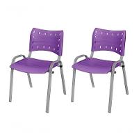 Cadeira Iso Base Cinza Escola, Escritório Violeta - Kit 2 Un - 1