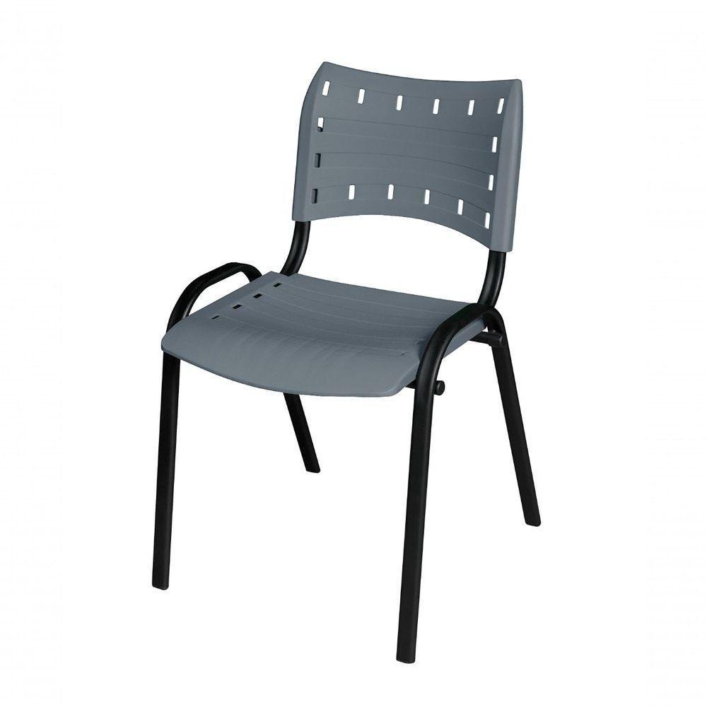 Cadeira Iso Base Preto Escola, Escritório Cinza - Kit 3 Un - 2