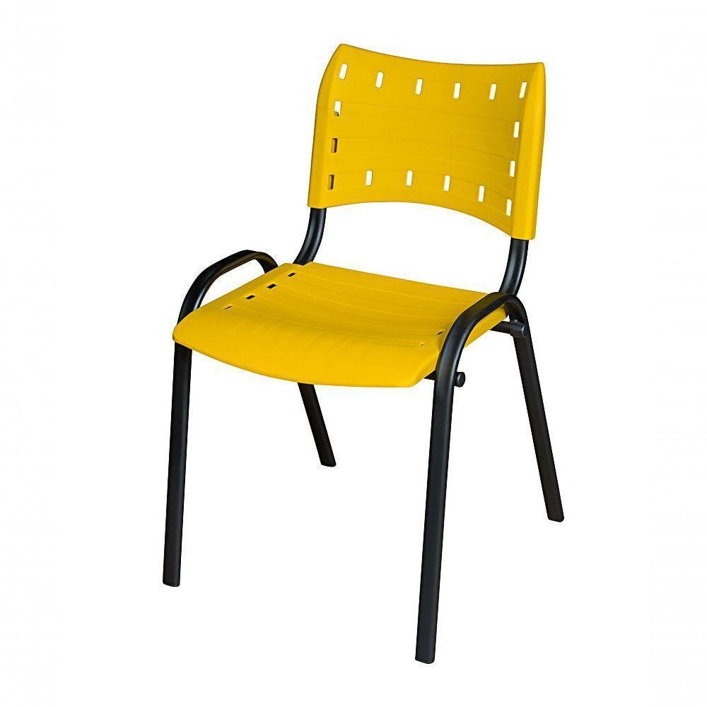 Cadeira Iso Base Preto Escola, Escritório Amarelo - Kit 3 Un - 2