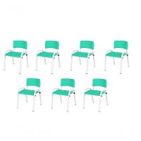 Kit 7 Cadeira Iso Infantil Creche, Escola Base Branco Verde água - 1