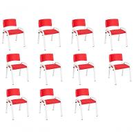 Kit 11 Cadeira Iso Infantil Creche, Escola Base Branco Vermelho - 1