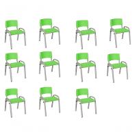 Kit 11 Cadeira Iso Infantil Creche, Escola Base Cinza Verde Claro - 1