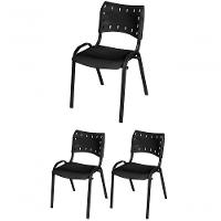 Cadeira Iso Base Preto Escola, Escritório Preto - Kit 3 Un - 1
