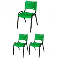 Cadeira Iso Base Preto Escola, Escritório Verde Kit 3 Un - 1