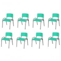 Kit 8 Cadeira Iso Infantil Creche, Escola Base Cinza Verde água - 1