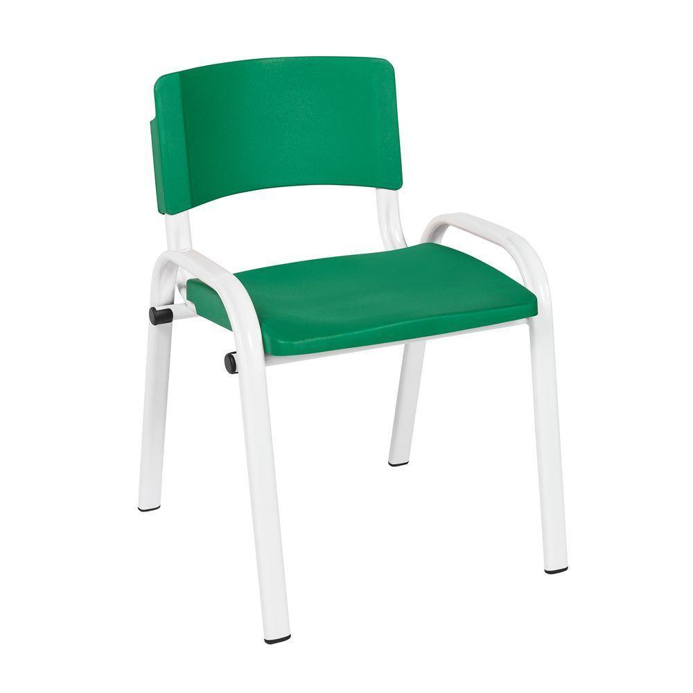 Kit 8 Cadeira Iso Infantil Creche, Escola Base Branco Verde Escuro - 2