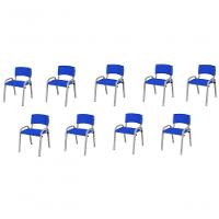 Kit 9 Cadeira Iso Infantil Creche, Escola Base Cinza Azul - 1