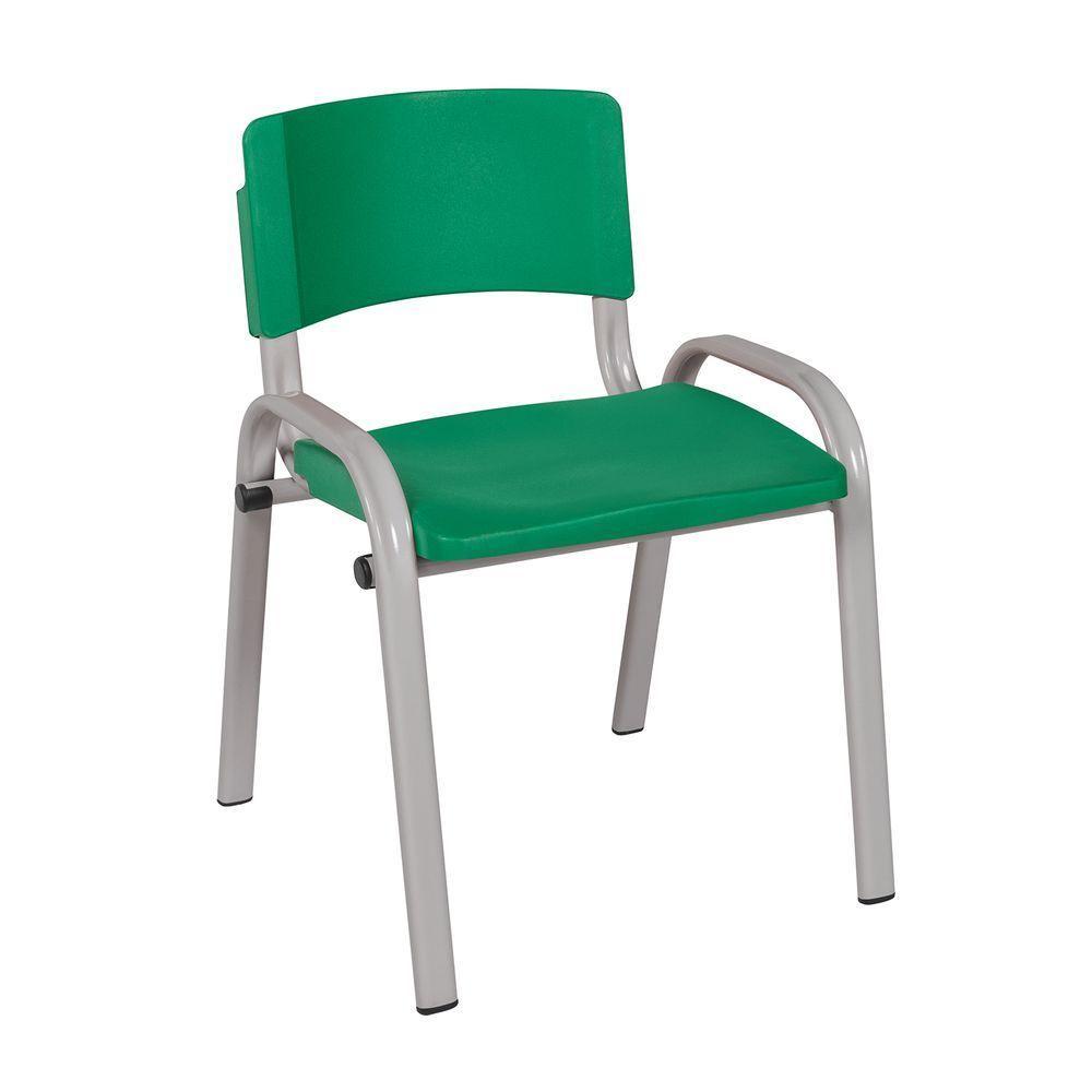 Kit 8 Cadeira Iso Infantil Creche, Escola Base Cinza Verde Escuro - 2