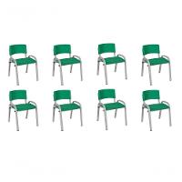 Kit 8 Cadeira Iso Infantil Creche, Escola Base Cinza Verde Escuro - 1