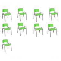 Kit 9 Cadeira Iso Infantil Creche, Escola Base Cinza Verde Claro - 1