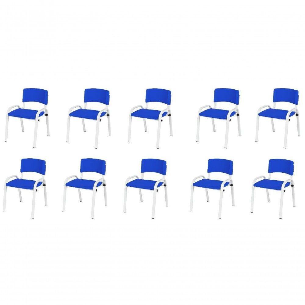 Kit 10 Cadeira Iso Infantil Creche, Escola Base Branco Azul - 1