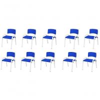 Kit 10 Cadeira Iso Infantil Creche, Escola Base Branco Azul - 1
