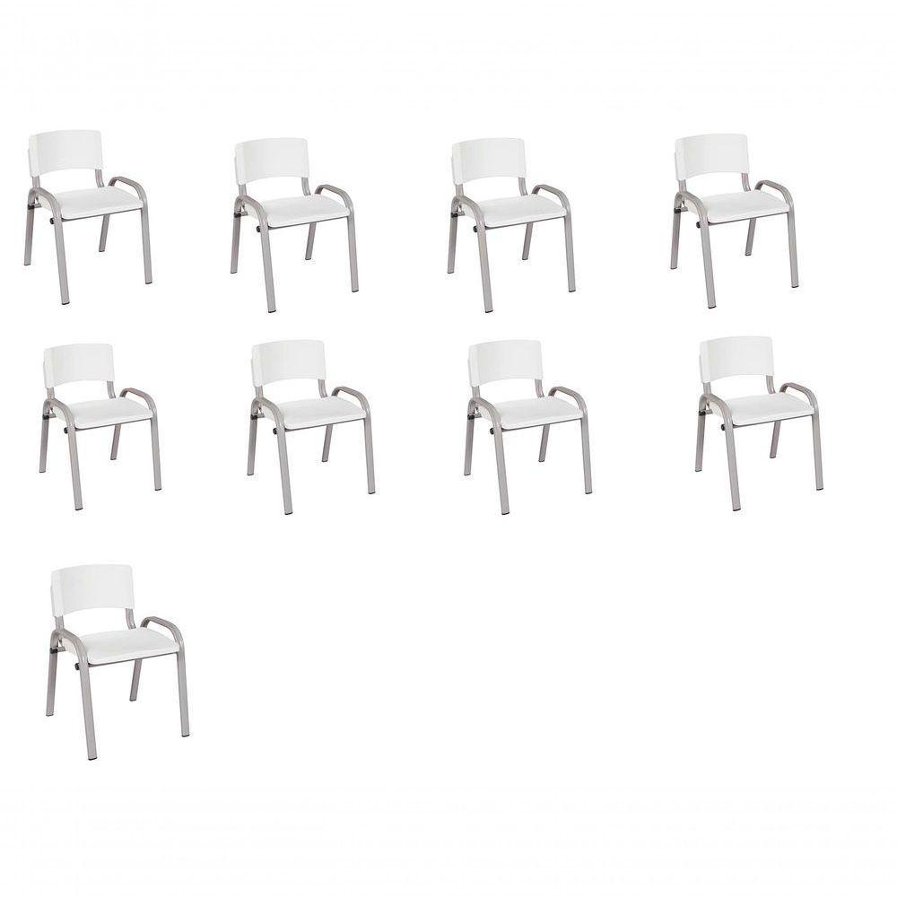 Kit 9 Cadeira Iso Infantil Creche, Escola Base Cinza Branco - 1