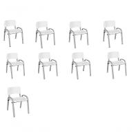 Kit 9 Cadeira Iso Infantil Creche, Escola Base Cinza Branco - 1