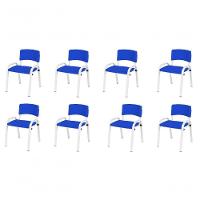 Kit 8 Cadeira Iso Infantil Creche, Escola Base Branco Azul - 1