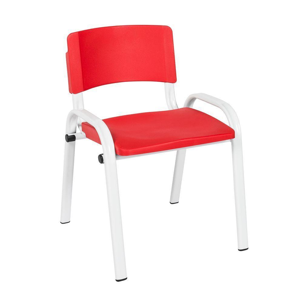 Kit 10 Cadeira Iso Infantil Creche, Escola Base Branco Vermelho - 2