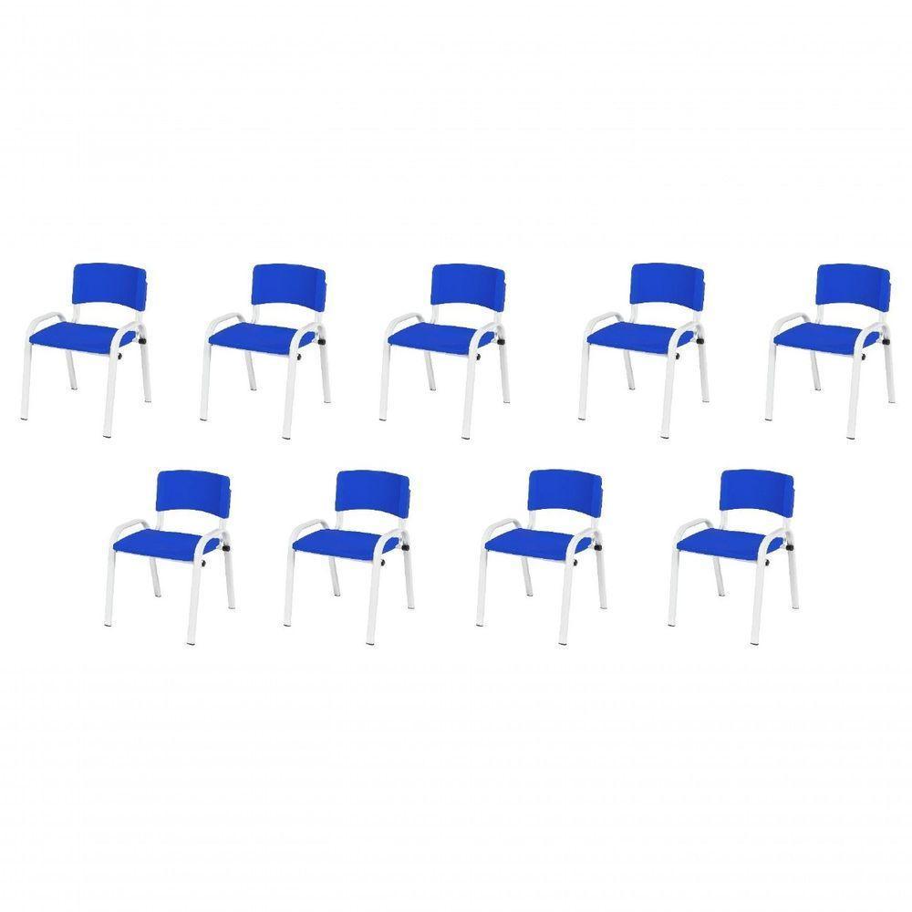 Kit 9 Cadeira Iso Infantil Creche, Escola Base Branco Azul - 1