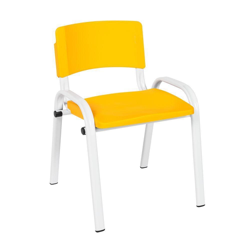 Kit 11 Cadeira Iso Infantil Creche, Escola Base Branco Amarelo - 2