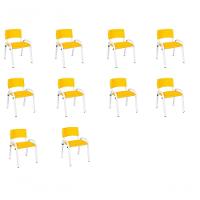 Kit 10 Cadeira Iso Infantil Creche, Escola Base Branco Amarelo - 1