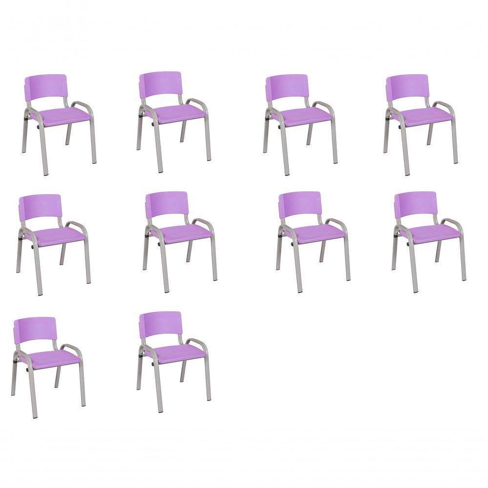 Kit 10 Cadeira Iso Infantil Creche, Escola Base Cinza Lilas - 1