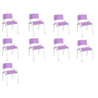 Kit 9 Cadeira Iso Infantil Creche, Escola Base Branco Lilas - 1
