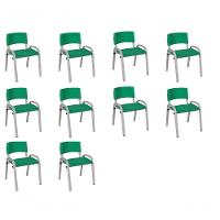Kit 10 Cadeira Iso Infantil Creche, Escola Base Cinza Verde Escuro - 1