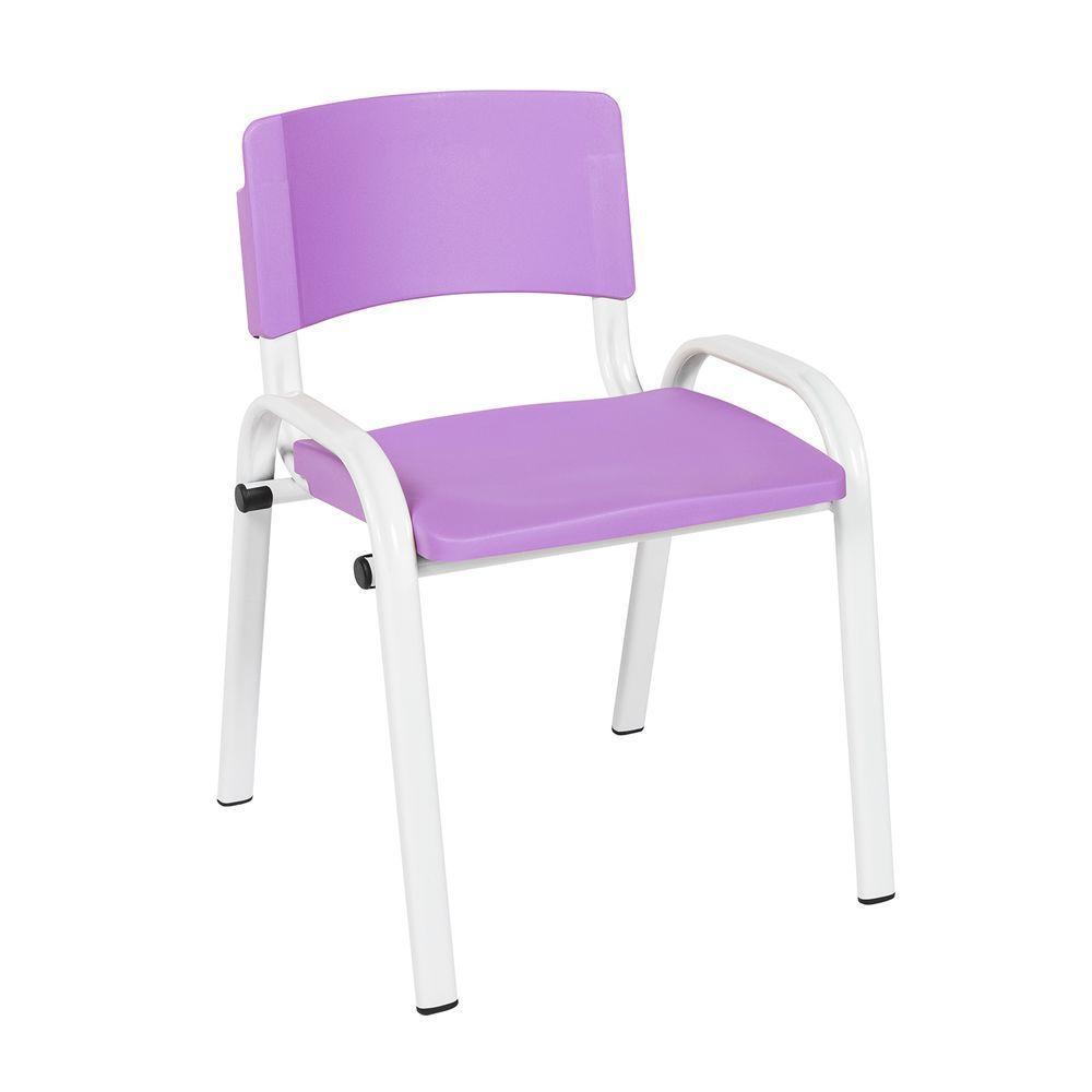 Kit 8 Cadeira Iso Infantil Creche, Escola Base Branco Lilas - 2
