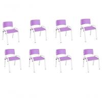 Kit 8 Cadeira Iso Infantil Creche, Escola Base Branco Lilas - 1