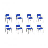 Kit 8 Cadeira Iso Infantil Creche, Escola Base Cinza Azul - 1