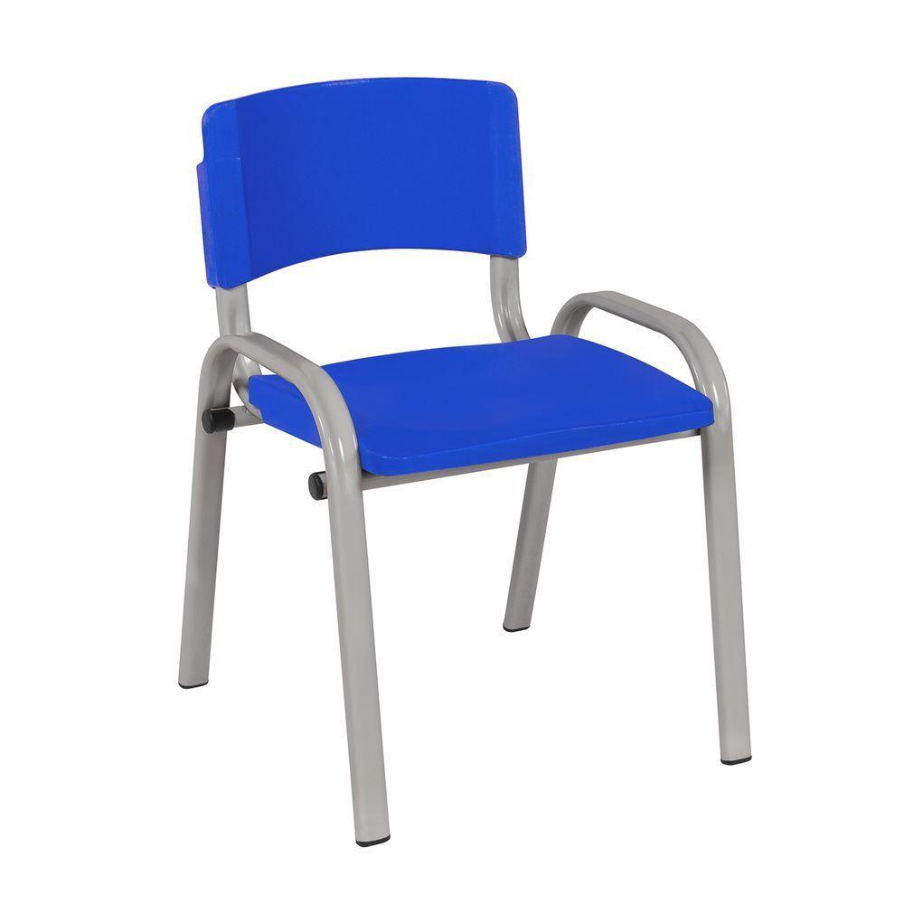 Kit 7 Cadeira Iso Infantil Creche, Escola Base Cinza Azul - 1