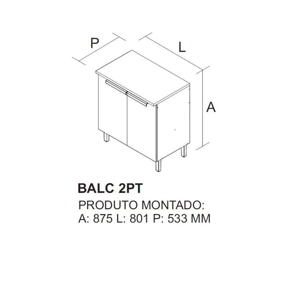 Balcão De Cozinha 80cm 2 Portas Com Tampo New Porto - Itatiaia Freijó-off White - 2