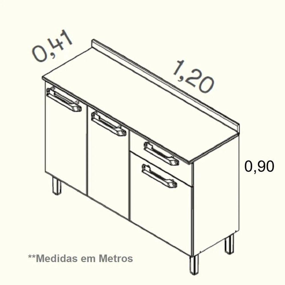 Balcão Para Cozinha Vegas Com 3 Portas E 1 Gaveta - Itatiaia Cinamomo-grafite - 2