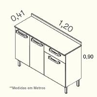 Balcão Para Cozinha Vegas Com 3 Portas E 1 Gaveta - Itatiaia Cinamomo-grafite - 2