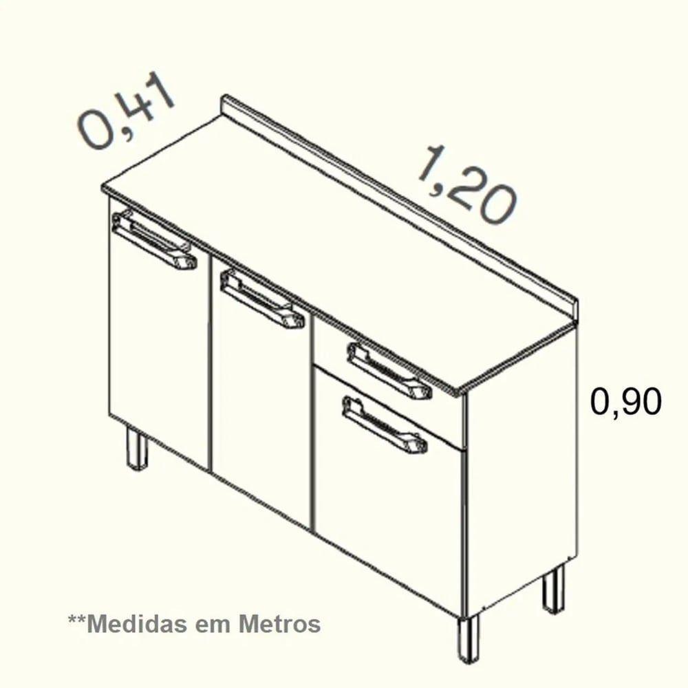 Balcão Para Cozinha Vegas Com 3 Portas E 1 Gaveta - Itatiaia Cinamomo-off White - 2
