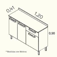 Balcão Para Cozinha Vegas Com 3 Portas E 1 Gaveta - Itatiaia Cinamomo-off White - 2