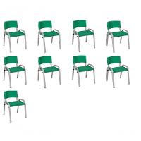 Kit 9 Cadeira Iso Infantil Creche, Escola Base Cinza Verde Escuro - 1