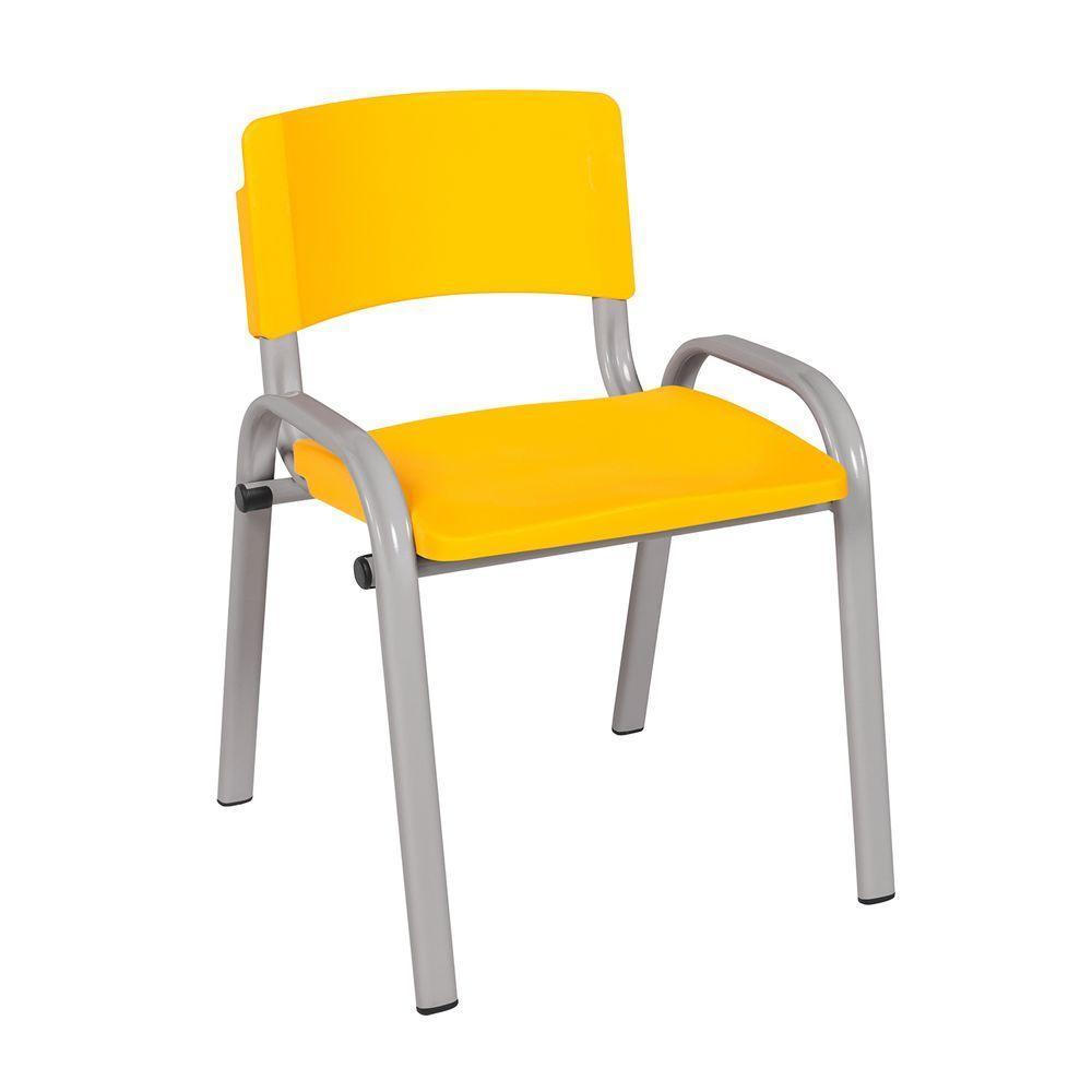 Kit 7 Cadeira Iso Infantil Creche, Escola Base Cinza Amarelo - 2