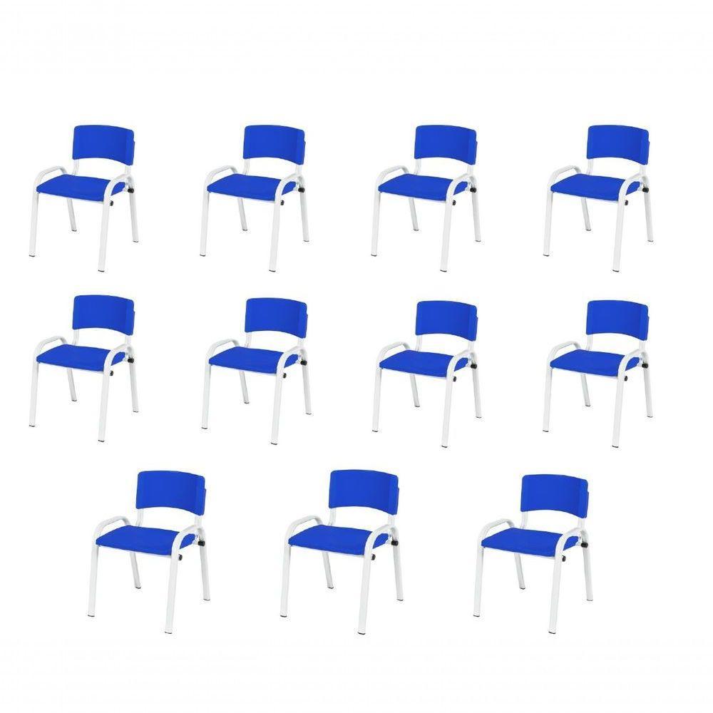 Kit 11 Cadeira Iso Infantil Creche, Escola Base Branco Azul - 1