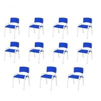 Kit 11 Cadeira Iso Infantil Creche, Escola Base Branco Azul - 1