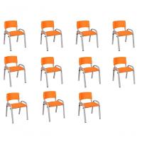 Kit 11 Cadeira Iso Infantil Creche, Escola Base Cinza Laranja - 1