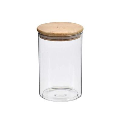Pote Redondo De Vidro Com Tampa De Bambu 1,5 Litros Kenya
