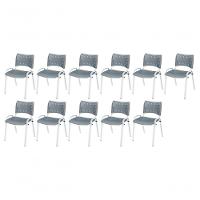 Cadeira Iso Base Branco Escola, Escritório Cinza Kit 11 Un - 1