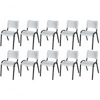 Cadeira Iso Base Preto Escola, Escritório Branco - Kit 10 Un - 1