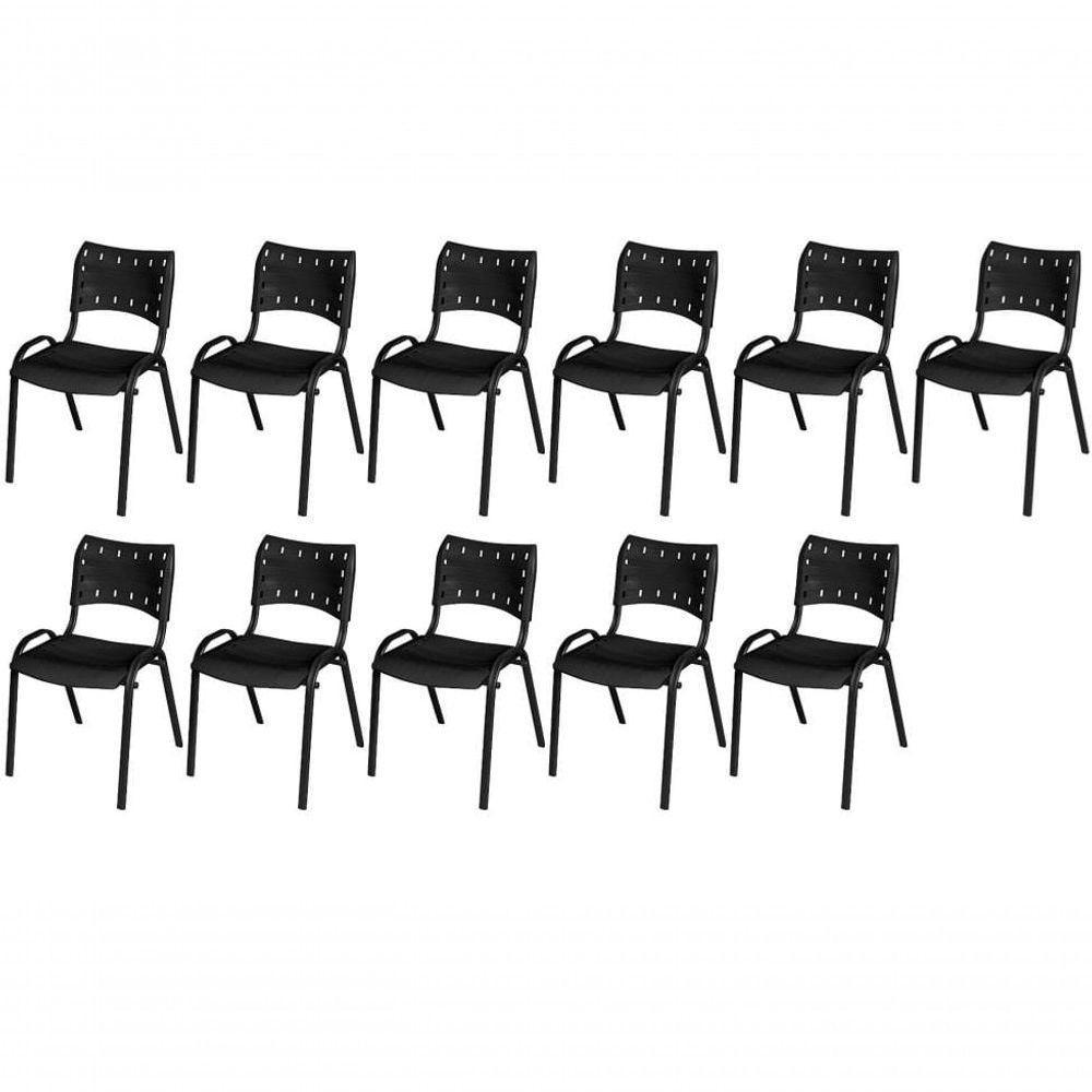 Cadeira Iso Base Preto Escola, Escritório Preto Kit 11 Un - 1