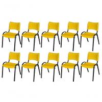 Cadeira Iso Base Preto Escola, Escritório Amarelo - Kit 10 Un - 1