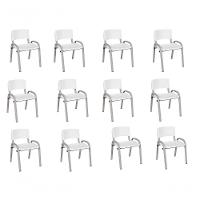 Kit 12 Cadeira Iso Infantil Creche, Escola Base Cinza Branco - 1
