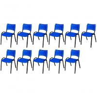 Cadeira Iso Base Preto Escola, Escritório Azul Kit 11 Un - 1