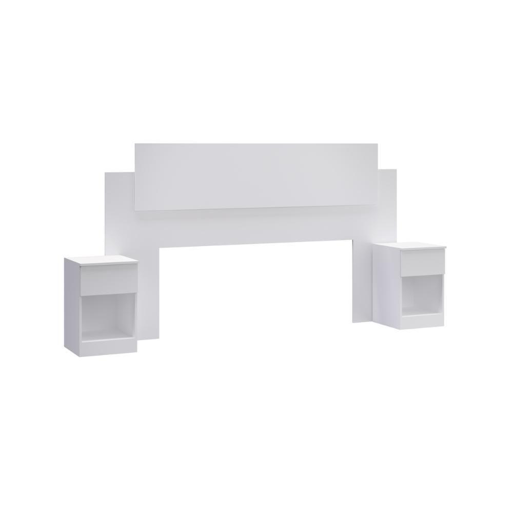 Cabeceira Com 2 Mesas De Apoio Garnet Decibal Branco - 2